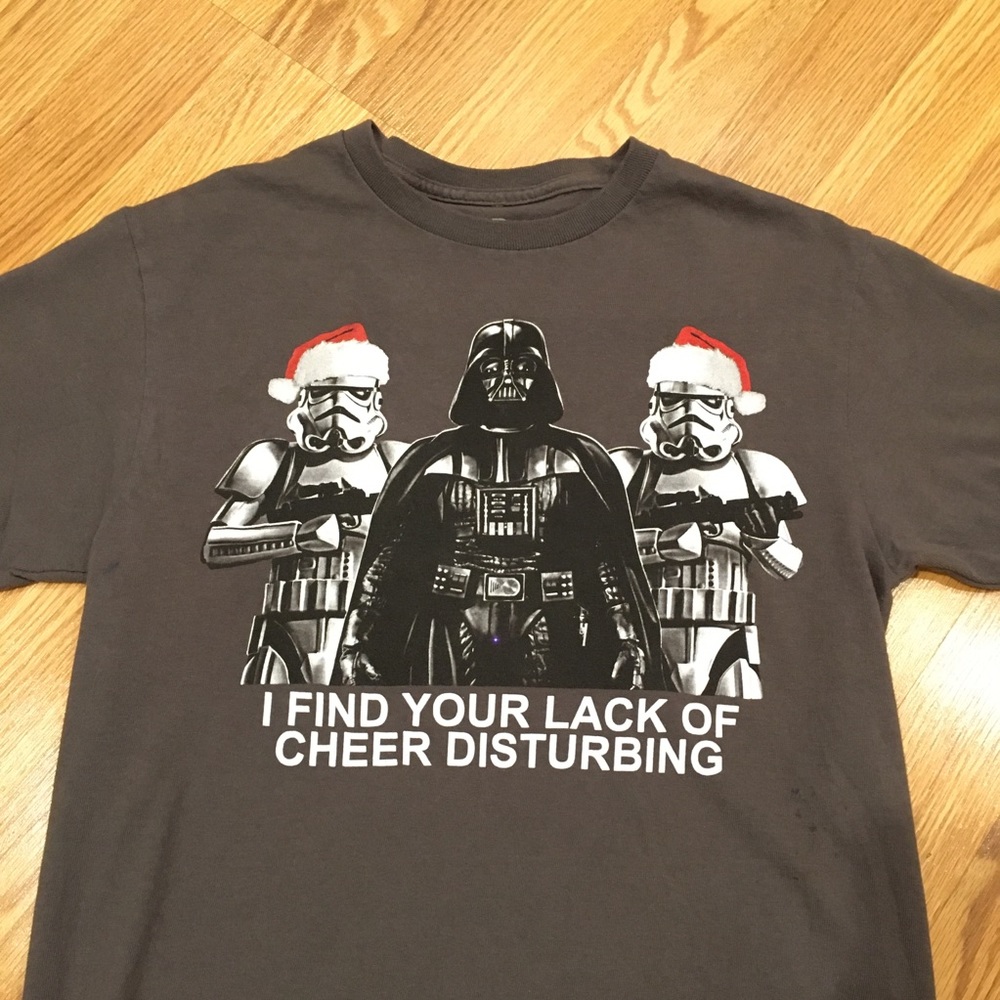 Star Wars Darth Vader Holiday Gray Storm Troopers Tshirt sz S